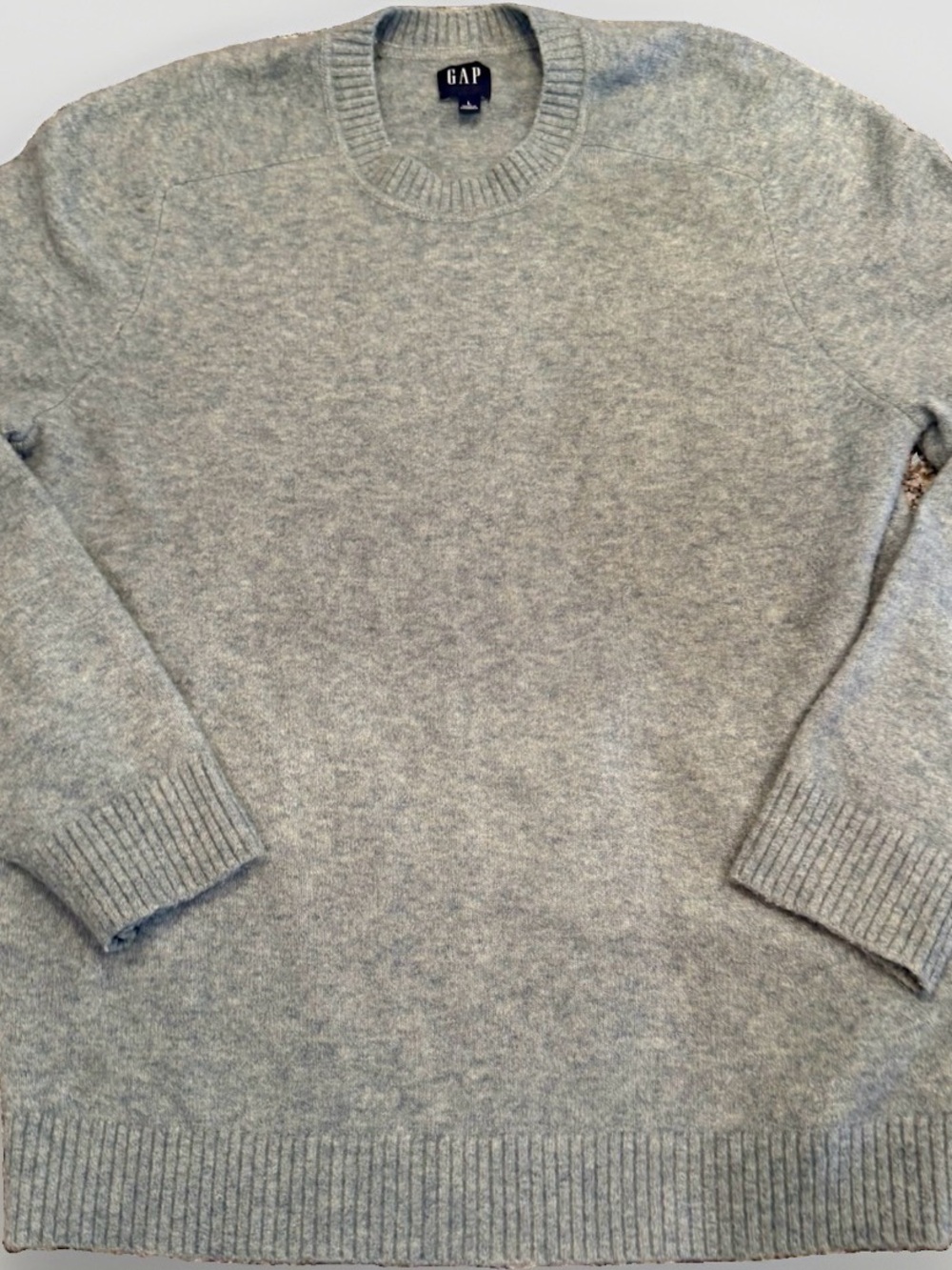 Gap Sweater Mens L Gray Crewneck Knit Wool Blend Long Sleeve Pullover Fall Prep